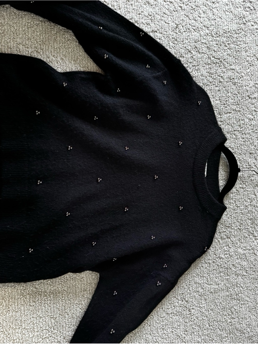 H&M Black Crewneck Sweater with Beaded Accents